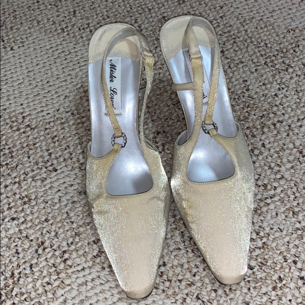 Beige lurex heel size 9